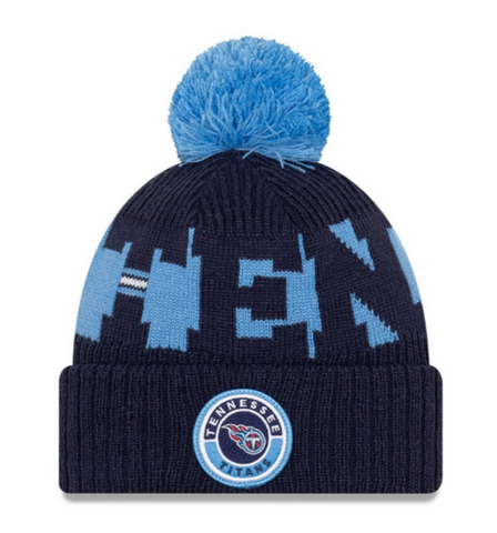 Tennessee Titans Beanie New Era 2020 NFL Sideline Official Sport Pom Cuffed Knit Hat