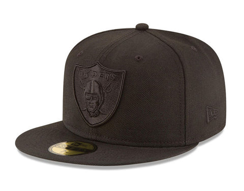 Oakland Raiders Fitted New Era 59Fifty Black on Black Cap Hat - THE 4TH QUARTER