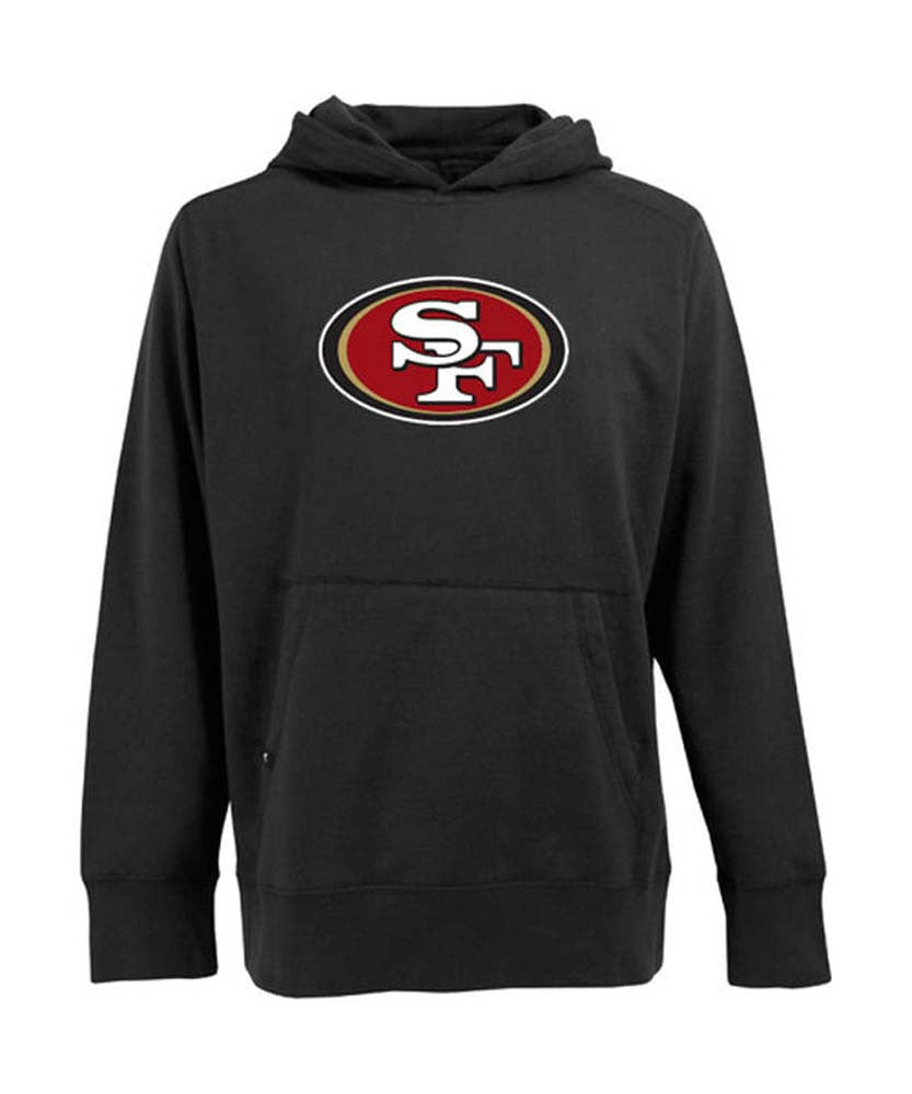 San Francisco 49ers Men's Antigua Logo Pullover Hoodie Black - THE 4TH QUARTER