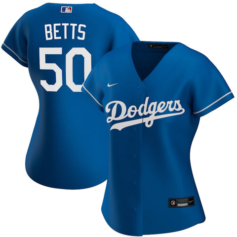 Los Angeles Dodgers Womens Jersey #50 Betts Blue Home Replica