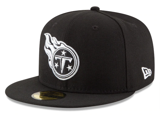 Tennessee Titans Fitted New Era 59FIFTY Logo Black White Cap Hat - THE 4TH QUARTER