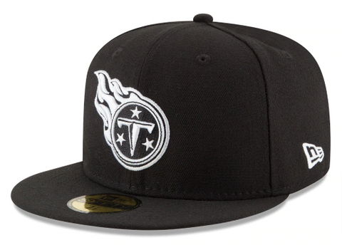 Tennessee Titans Fitted New Era 59FIFTY Logo Black White Cap Hat