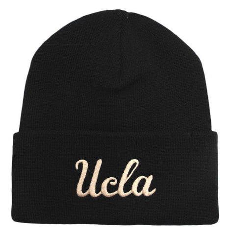 UCLA Bruins Adidas Embroidered 2 Tone Fold Beanie Cap Hat Black Gold Logo