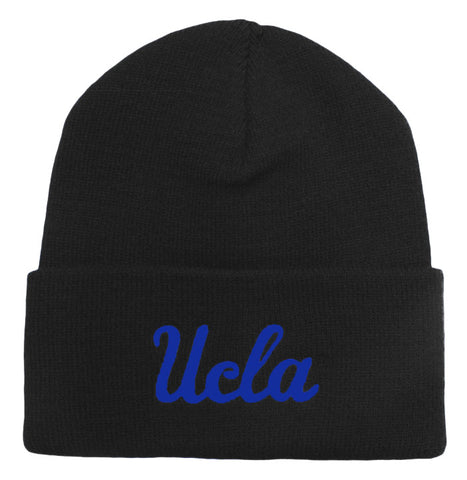 UCLA Bruins Adidas Embroidered 2 Tone Fold Beanie Cap Hat Black Blue