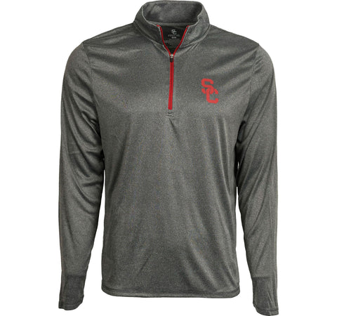 USC Trojans Mens T-Shirt USC River Long Sleeve Quarter-Zip Charcoal