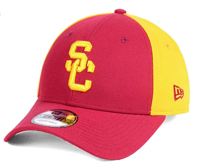 USC Trojans Adjustable New Era 9Forty The League Blocked Velcro Cap Hat Burgundy Yellow - THE 4TH QUARTER
