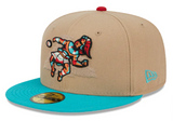 Pensacola Blue Wahoos Fitted New Era 59Fifty MiLB Black Cap Hat Khaki Teal
