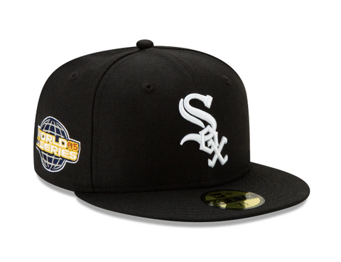 Chicago White Sox Fitted New Era 59Fifty 2005 WS Black Hat Cap Grey UV