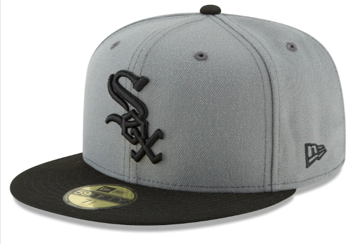 Chicago White Sox Fitted New Era 59FIFTY Storm Charcoal Black Cap Hat Grey UV - THE 4TH QUARTER