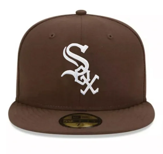 Brown and white fitted cap Outlet