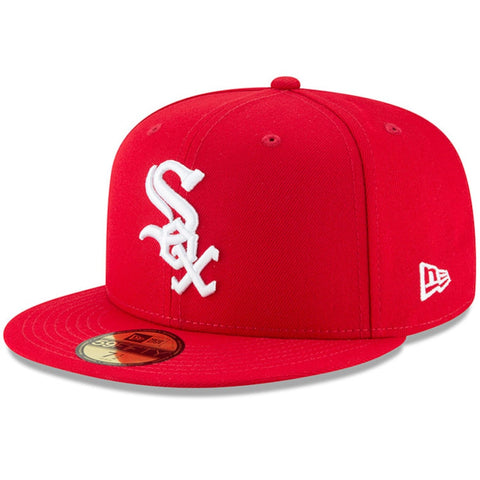 Chicago White Sox Fitted New Era 59Fifty White Logo Red Cap Hat
